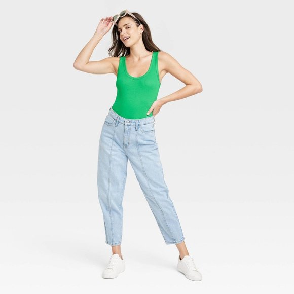 Women's Double-Scoop Bodysuit - A New Day Green Small - Picture 4 of 9